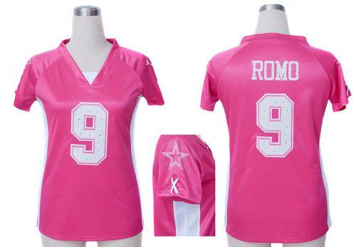  Cowboys #9 Tony Romo Pink Draft Him Name & Number Top Women's Stitched NFL Elite Jersey