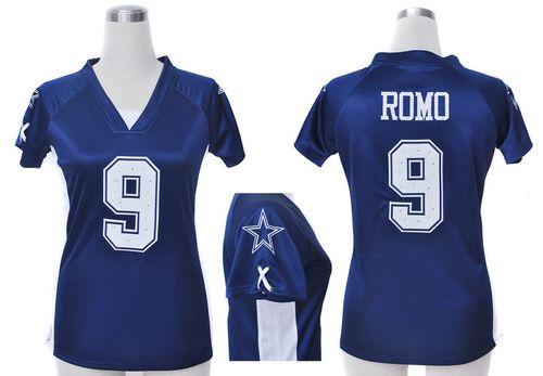  Cowboys #9 Tony Romo Navy Blue Team Color Draft Him Name & Number Top Women's Stitched NFL Elite Jersey