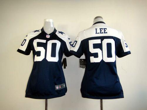  Cowboys #50 Sean Lee Navy Blue Thanksgiving Women's Throwback Stitched NFL Elite Jersey