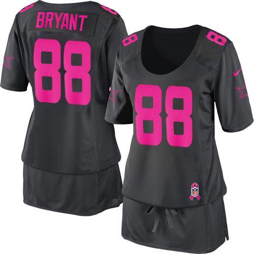  Cowboys #88 Dez Bryant Dark Grey Women's Breast Cancer Awareness Stitched NFL Elite Jersey