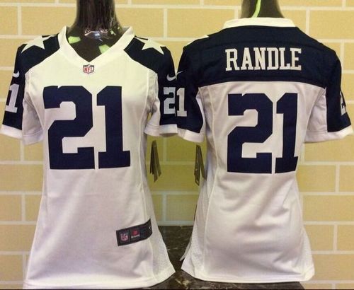  Cowboys #21 Joseph Randle White Thanksgiving Throwback Women's Stitched NFL Elite Jersey