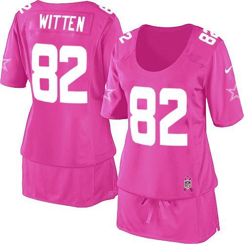  Cowboys #82 Jason Witten Pink Women's Breast Cancer Awareness Stitched NFL Elite Jersey