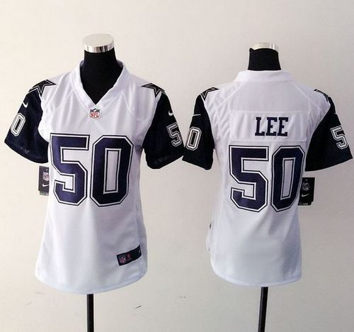  Cowboys #50 Sean Lee White Women's Stitched NFL Elite Rush Jersey