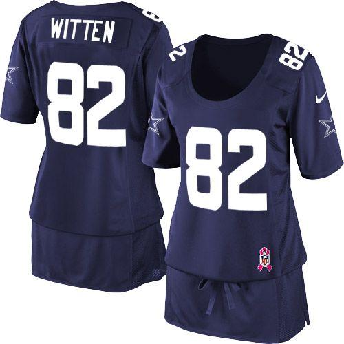  Cowboys #82 Jason Witten Navy Blue Team Color Women's Breast Cancer Awareness Stitched NFL Elite Jersey