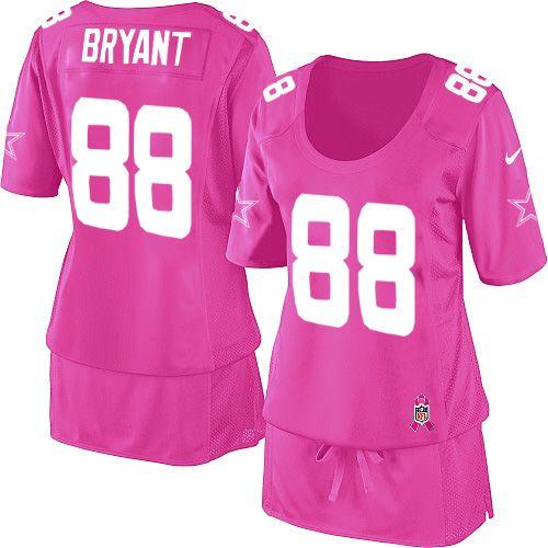  Cowboys #88 Dez Bryant Pink Women's Breast Cancer Awareness Stitched NFL Elite Jersey