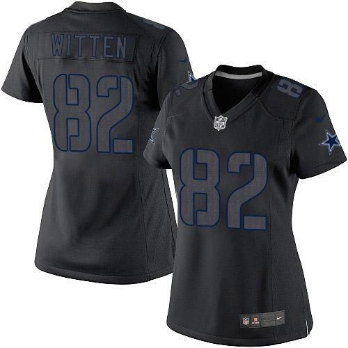  Cowboys #82 Jason Witten Black Impact Women's Stitched NFL Limited Jersey