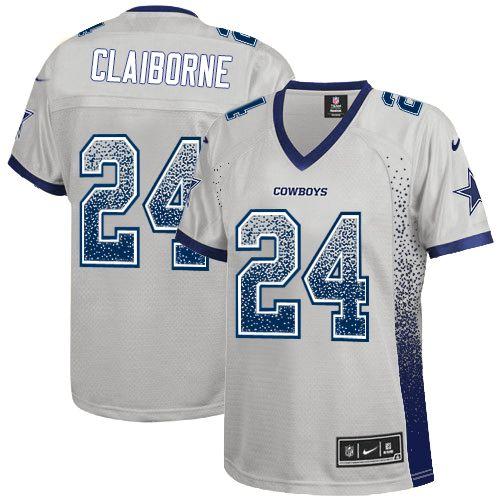 Real Nike Cowboys #24 Morris Claiborne Grey Women's Stitched NFL ...