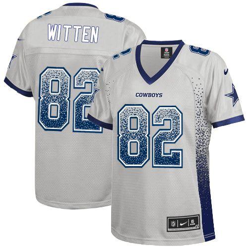  Cowboys #82 Jason Witten Grey Women's Stitched NFL Elite Drift Fashion Jersey