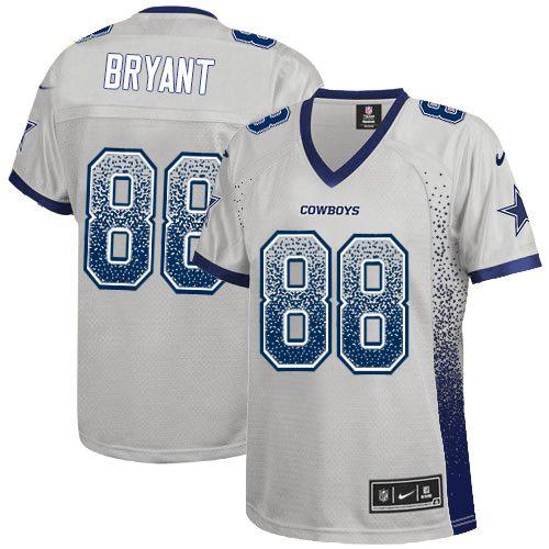 Cowboys #88 Dez Bryant Grey Women's Stitched NFL Elite Drift Fashion Jersey