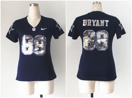  Cowboys #88 Dez Bryant Navy Blue Women's Stitched NFL Elite Handwork Sequin Lettering Jersey