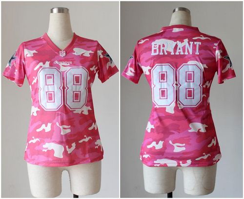  Cowboys #88 Dez Bryant Pink Women's Stitched NFL Elite Camo Fashion Jersey