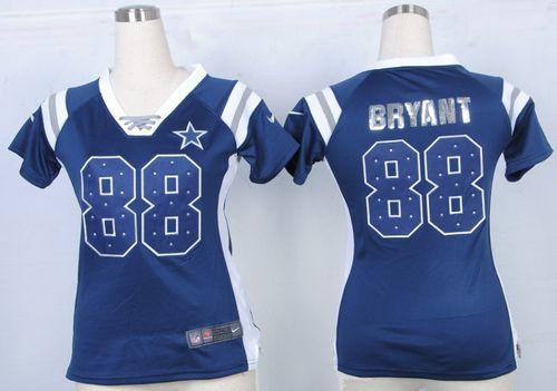  Cowboys #88 Dez Bryant Navy Blue Team Color Women's Stitched NFL Elite Draft Him Shimmer Jersey