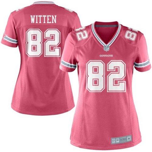 Cowboys #82 Jason Witten Pink Women's Stitched NFL Elite Jersey