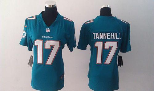 Dolphins #17 Ryan Tannehill Aqua Green Team Color Women's Stitched NFL Elite Jersey