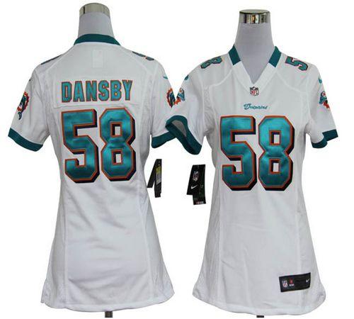  Dolphins #58 Karlos Dansby White Women's Stitched NFL Elite Jersey