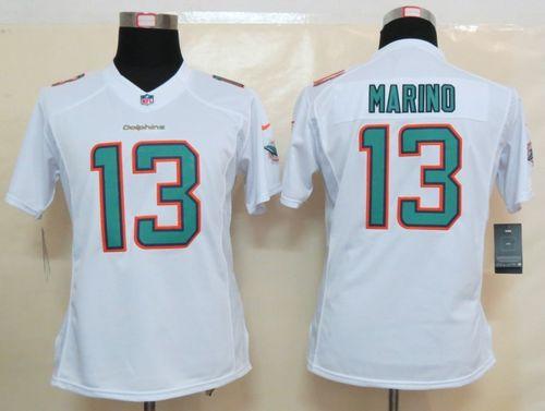  Dolphins #13 Dan Marino White Women's Stitched NFL Limited Jersey
