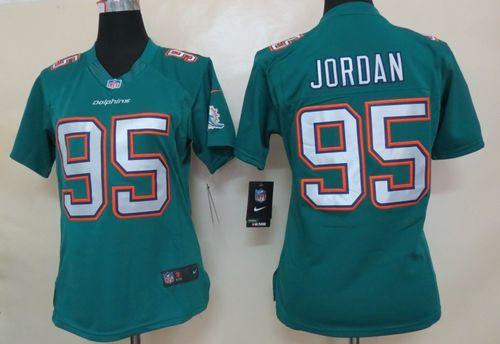  Dolphins #95 Dion Jordan Aqua Green Team Color Women's Stitched NFL Limited Jersey