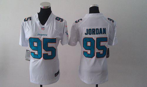  Dolphins #95 Dion Jordan White Women's Stitched NFL Elite Jersey