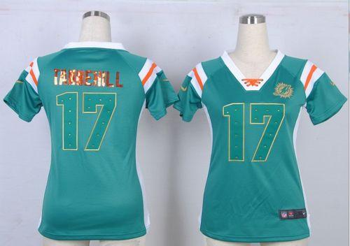  Dolphins #17 Ryan Tannehill Aqua Green Team Color Women's Stitched NFL Elite Draft Him Shimmer Jersey