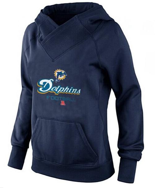 Women's Miami Dolphins Big & Tall Critical Victory Pullover Hoodie Navy Blue