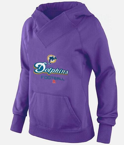 Women's Miami Dolphins Big & Tall Critical Victory Pullover Hoodie Purple
