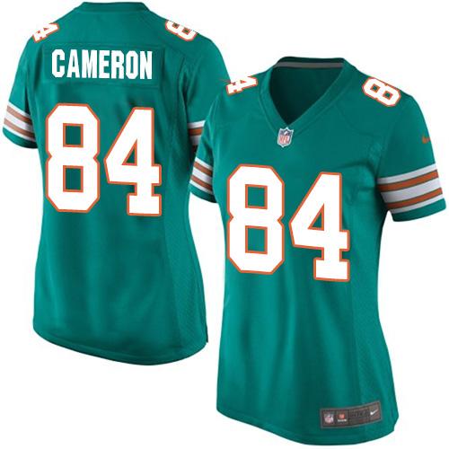  Dolphins #84 Jordan Cameron Aqua Green Alternate Women's Stitched NFL Elite Jersey