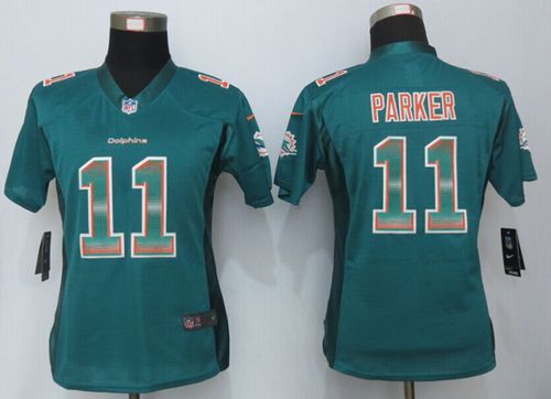  Dolphins #11 DeVante Parker Aqua Green Team Color Women's Stitched NFL Elite Strobe Jersey