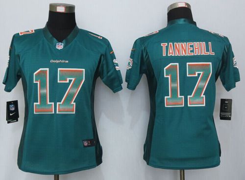  Dolphins #17 Ryan Tannehill Aqua Green Team Color Women's Stitched NFL Elite Strobe Jersey