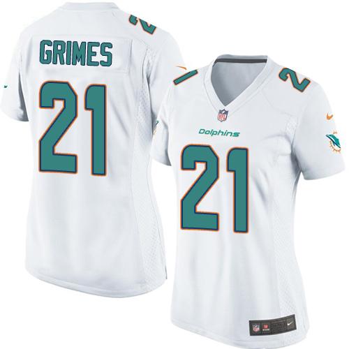 Dolphins #21 Brent Grimes White Women's Stitched NFL Elite Jersey