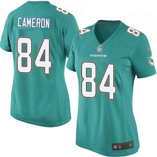  Dolphins #84 Jordan Cameron Aqua Green Team Color Women's Stitched NFL Elite Jersey