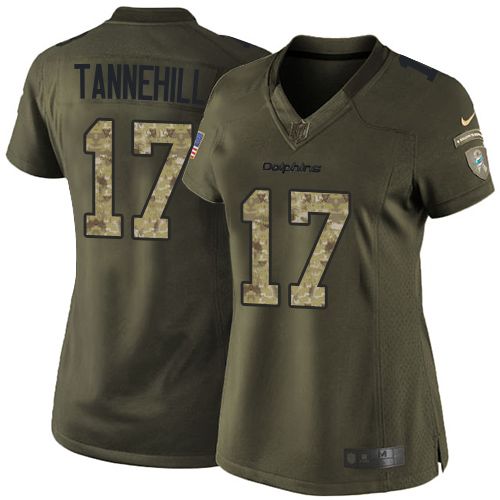 Dolphins #17 Ryan Tannehill Green Women's Stitched NFL Limited Salute to Service Jersey
