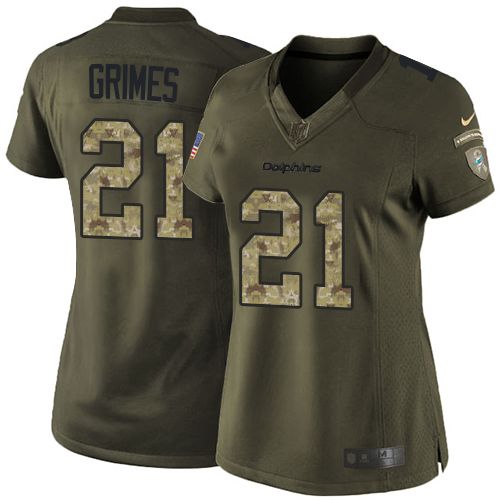  Dolphins #21 Brent Grimes Green Women's Stitched NFL Limited Salute to Service Jersey