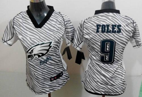  Eagles #9 Nick Foles Zebra Women's Stitched NFL Elite Jersey