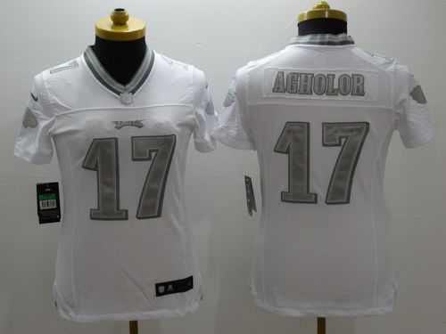  Eagles #17 Nelson Agholor White Women's Stitched NFL Limited Platinum Jersey