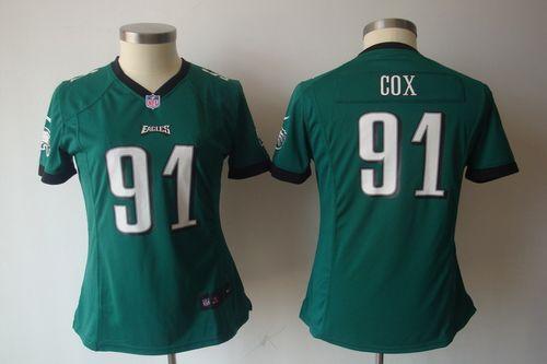  Eagles #91 Fletcher Cox Midnight Green Team Color Women's NFL Game Jersey