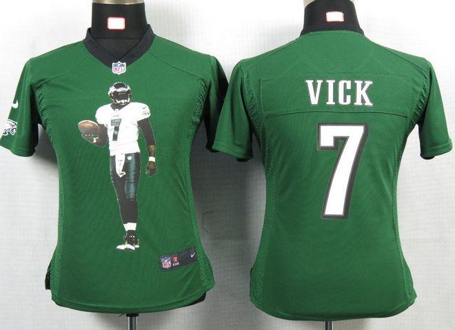  Eagles #7 Michael Vick Midnight Green Team Color Women's Portrait Fashion NFL Game Jersey