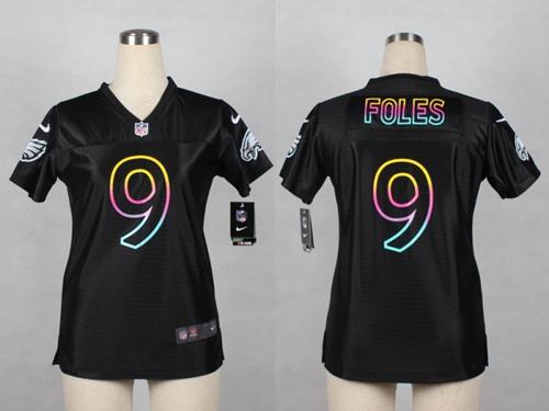  Eagles #9 Nick Foles Black Women's NFL Fashion Game Jersey
