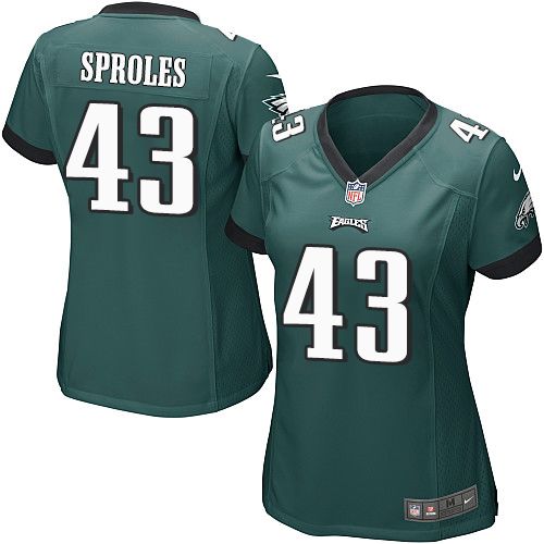  Eagles #43 Darren Sproles Midnight Green Team Color Women's Stitched NFL New Elite Jersey