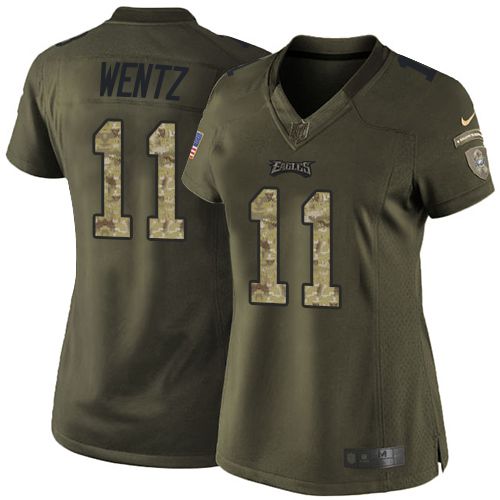  Eagles #11 Carson Wentz Green Women's Stitched NFL Limited Salute to Service Jersey