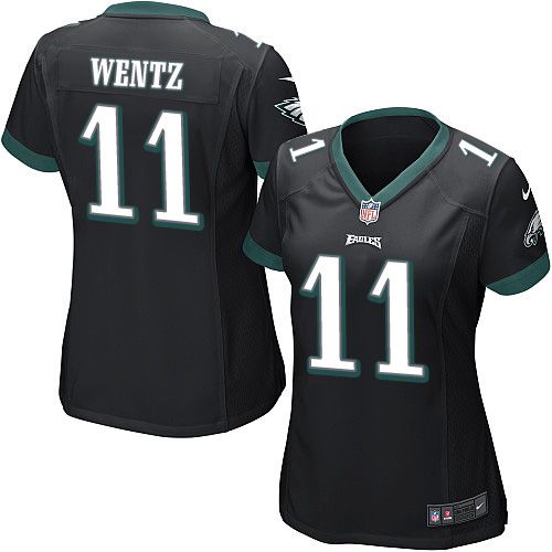  Eagles #11 Carson Wentz Black Alternate Women's Stitched NFL New Elite Jersey