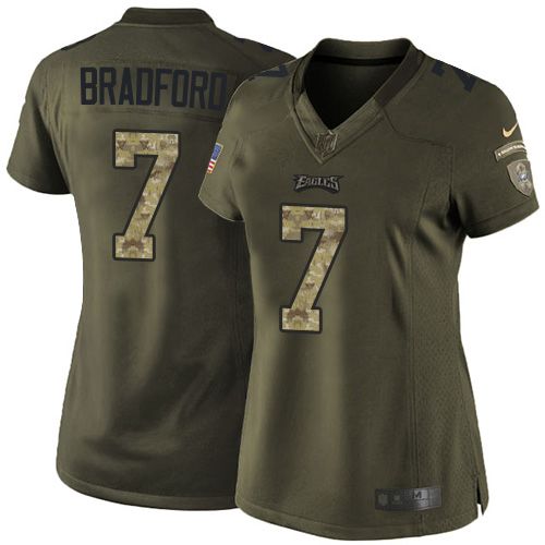  Eagles #7 Sam Bradford Green Women's Stitched NFL Limited Salute to Service Jersey