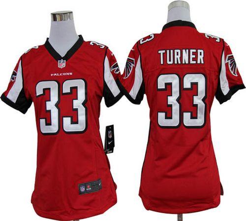  Falcons #33 Michael Turner Red Team Color Women's Stitched NFL Elite Jersey