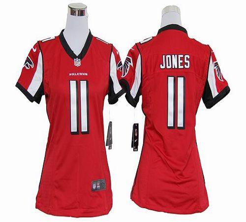  Falcons #11 Julio Jones Red Team Color Women's Stitched NFL Elite Jersey