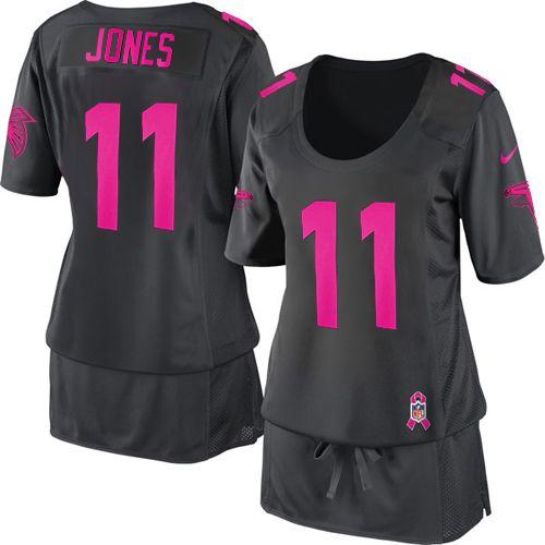  Falcons #11 Julio Jones Dark Grey Women's Breast Cancer Awareness Stitched NFL Elite Jersey