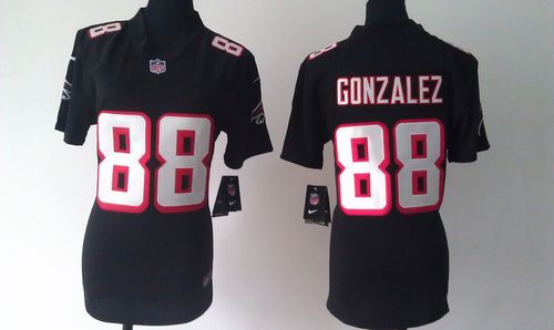  Falcons #88 Tony Gonzalez Black Alternate Women's Stitched NFL Elite Jersey