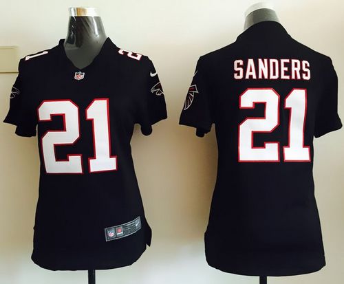  Falcons #21 Deion Sanders Black Alternate Women's Stitched NFL Elite Jersey