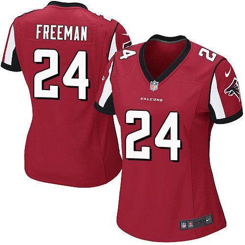  Falcons #24 Devonta Freeman Red Team Color Women's Stitched NFL Elite Jersey