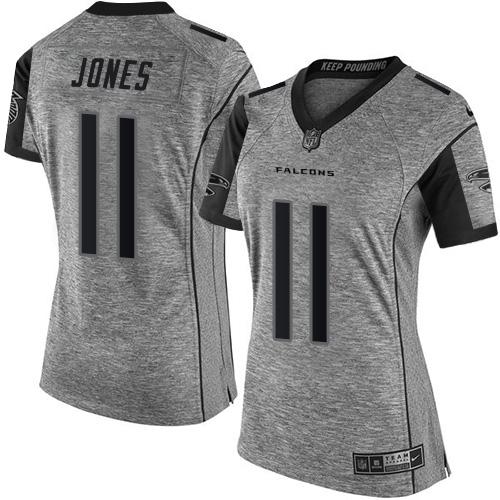  Falcons #11 Julio Jones Gray Women's Stitched NFL Limited Gridiron Gray Jersey