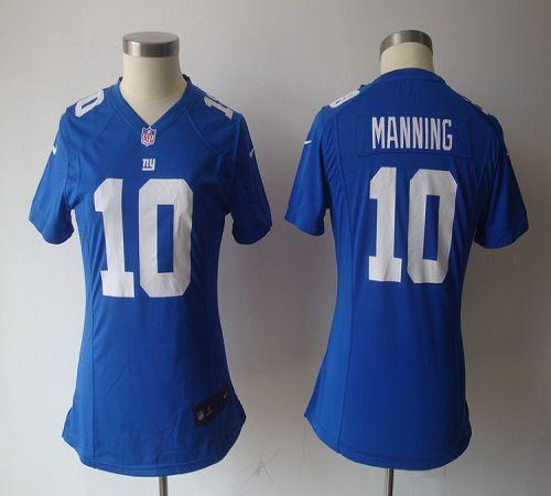  Giants #10 Eli Manning Royal Blue Team Color Women's NFL Game Jersey