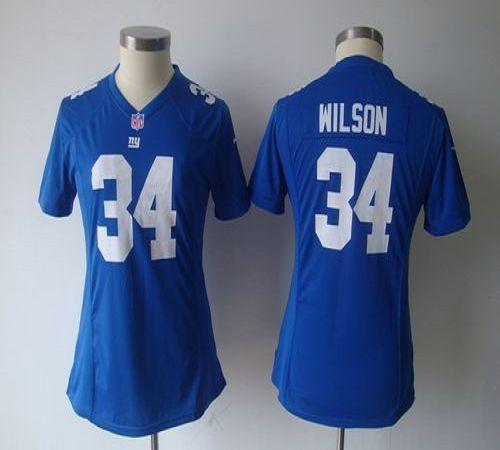  Giants #34 David Wilson Royal Blue Team Color Women's NFL Game Jersey